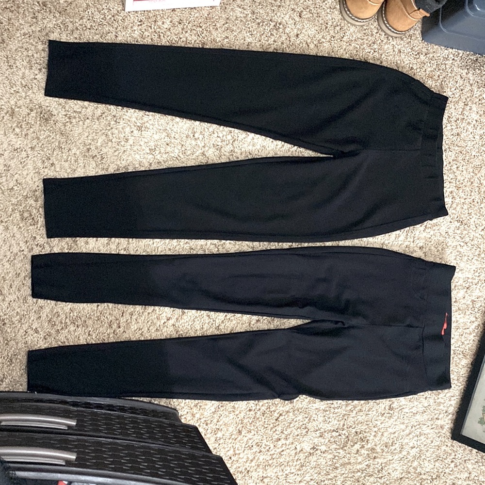 Stretchy slacks/legging material. Worn for my bank job a few years back.